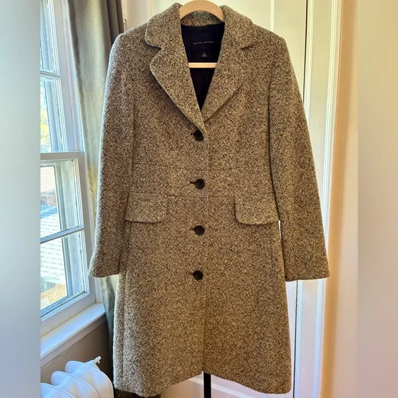 Banana Republic | Classic Black and White Tweed Midi Coat | Small - Picture 3 of 12